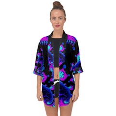 Fractal Pattern Spiral Abstract Open Front Chiffon Kimono