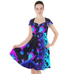 Fractal Pattern Spiral Abstract Cap Sleeve Midi Dress