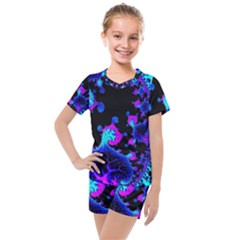 Fractal Pattern Spiral Abstract Kids  Mesh Tee And Shorts Set