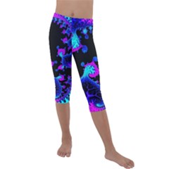 Fractal Pattern Spiral Abstract Kids  Lightweight Velour Capri Leggings 