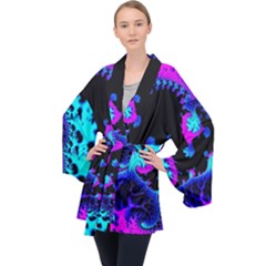 Fractal Pattern Spiral Abstract Velvet Kimono Robe