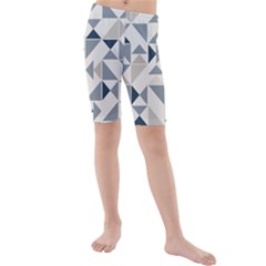 Geometric Triangle Modern Mosaic Kids  Mid Length Swim Shorts by Pakrebo