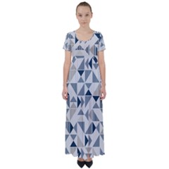 Geometric Triangle Modern Mosaic High Waist Short Sleeve Maxi Dress