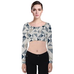 Geometric Triangle Modern Mosaic Velvet Long Sleeve Crop Top