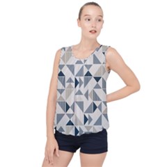 Geometric Triangle Modern Mosaic Bubble Hem Chiffon Tank Top