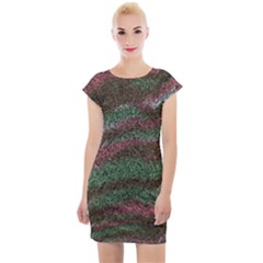 Pattern Structure Background Lines Cap Sleeve Bodycon Dress