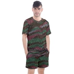 Pattern Structure Background Lines Men s Mesh Tee And Shorts Set