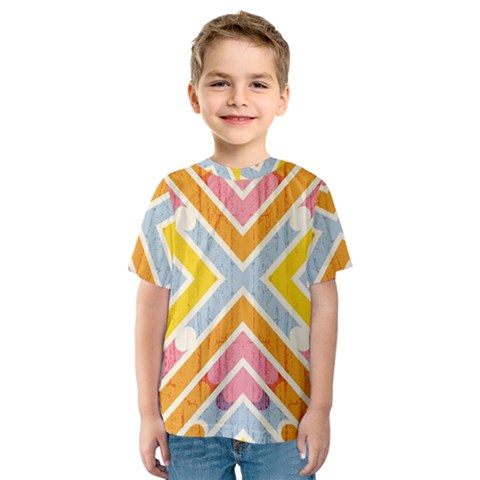 Line Pattern Cross Print Repeat Kids  Sport Mesh Tee by Pakrebo