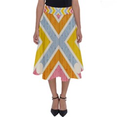 Line Pattern Cross Print Repeat Perfect Length Midi Skirt