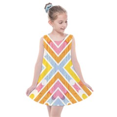 Line Pattern Cross Print Repeat Kids  Summer Dress