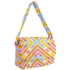 Line Pattern Cross Print Repeat Courier Bag