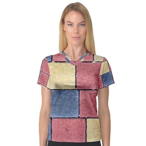 Model Mosaic Wallpaper Texture V-neck Sport Mesh Tee by Pakrebo