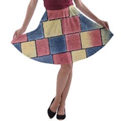 Model Mosaic Wallpaper Texture A-line Skater Skirt by Pakrebo