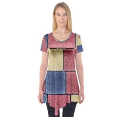 Model Mosaic Wallpaper Texture Short Sleeve Tunic  by Pakrebo