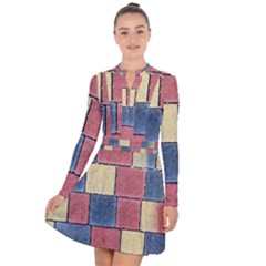 Model Mosaic Wallpaper Texture Long Sleeve Panel Dress