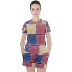 Model Mosaic Wallpaper Texture Women s Tee And Shorts Set