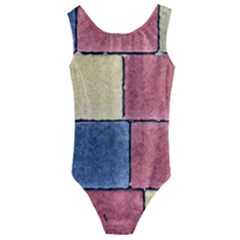 Model Mosaic Wallpaper Texture Kids  Cut-out Back One Piece Swimsuit