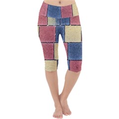 Model Mosaic Wallpaper Texture Lightweight Velour Cropped Yoga Leggings