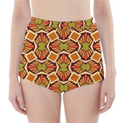 Geometry Shape Retro Trendy Symbol High-waisted Bikini Bottoms by Pakrebo