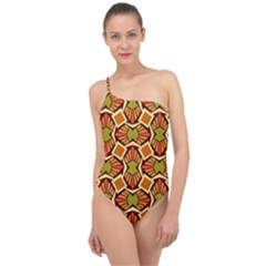 Geometry Shape Retro Trendy Symbol Classic One Shoulder Swimsuit