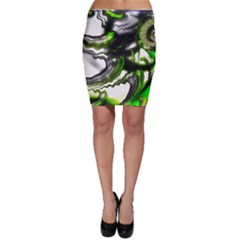 Fractal Green Trumpet Trump Bodycon Skirt