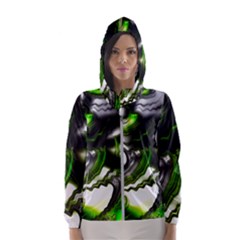 Fractal Green Trumpet Trump Hooded Windbreaker (women) by Pakrebo