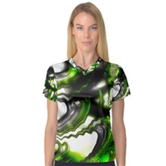 Fractal Green Trumpet Trump V-neck Sport Mesh Tee