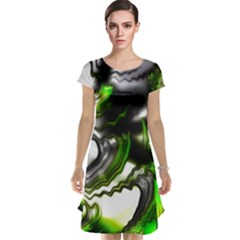 Fractal Green Trumpet Trump Cap Sleeve Nightdress