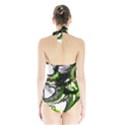 Fractal Green Trumpet Trump Halter Swimsuit View2