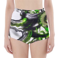 Fractal Green Trumpet Trump High-waisted Bikini Bottoms