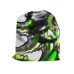 Fractal Green Trumpet Trump Drawstring Pouch (xl)