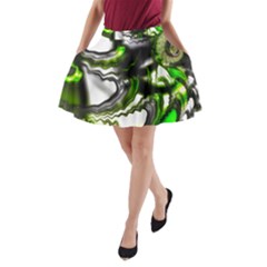 Fractal Green Trumpet Trump A-line Pocket Skirt