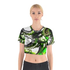 Fractal Green Trumpet Trump Cotton Crop Top