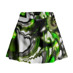 Fractal Green Trumpet Trump Mini Flare Skirt