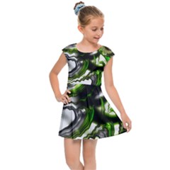 Fractal Green Trumpet Trump Kids  Cap Sleeve Dress