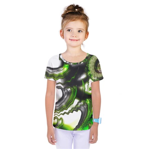 Fractal Green Trumpet Trump Kids  One Piece Tee by Pakrebo