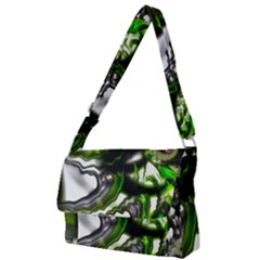 Fractal Green Trumpet Trump Full Print Messenger Bag