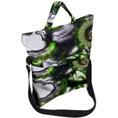 Fractal Green Trumpet Trump Fold Over Handle Tote Bag