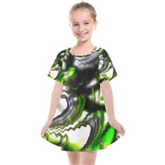 Fractal Green Trumpet Trump Kids  Smock Dress