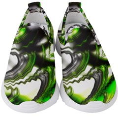 Fractal Green Trumpet Trump Kids  Slip On Sneakers