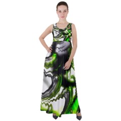 Fractal Green Trumpet Trump Empire Waist Velour Maxi Dress