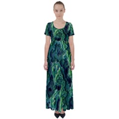 Green Pattern Background Abstract High Waist Short Sleeve Maxi Dress