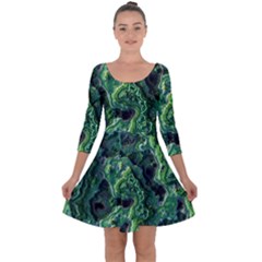 Green Pattern Background Abstract Quarter Sleeve Skater Dress