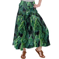 Green Pattern Background Abstract Satin Palazzo Pants