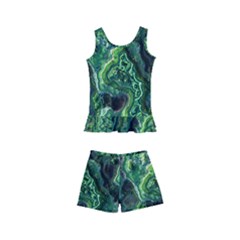 Green Pattern Background Abstract Kids  Boyleg Swimsuit