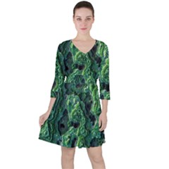 Green Pattern Background Abstract Ruffle Dress