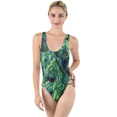 Green Pattern Background Abstract High Leg Strappy Swimsuit