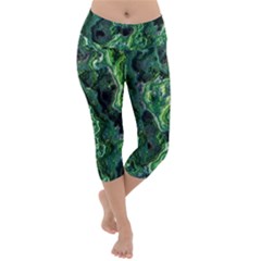 Green Pattern Background Abstract Lightweight Velour Capri Yoga Leggings