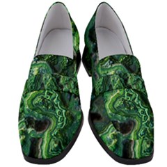 Green Pattern Background Abstract Women s Chunky Heel Loafers