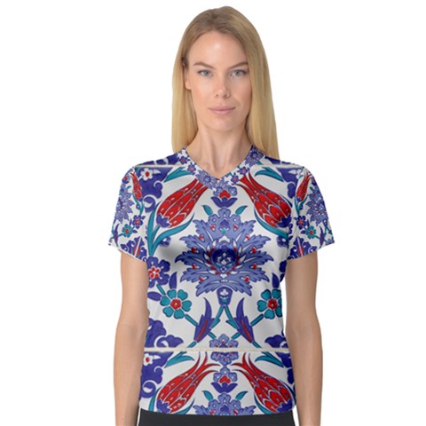 Art Artistic Ceramic Colorful V-neck Sport Mesh Tee by Pakrebo